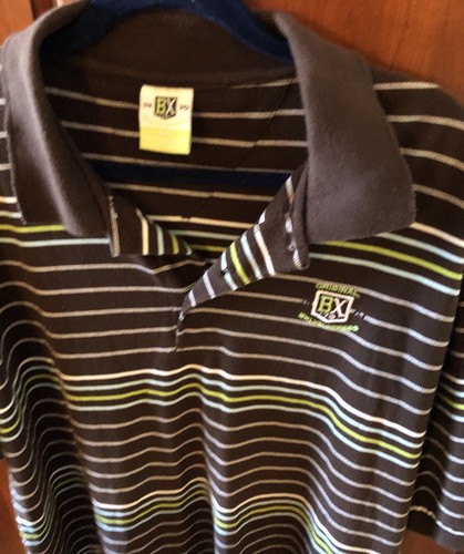 Brooklyn Express Polo Shirt Brown Multii Stripe Short Sleeve Mens XXL Cotton - Picture 12 of 12