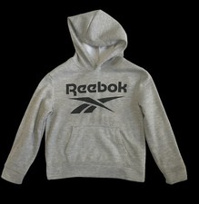 Reebok Boys Pullover Gray Hooded Sweatshirt Size 8 years