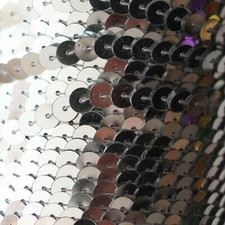 SEQUIN STRING TRIM ~ SILVER METALLIC ~ 6mm FLAT strung by the yard Made in USA