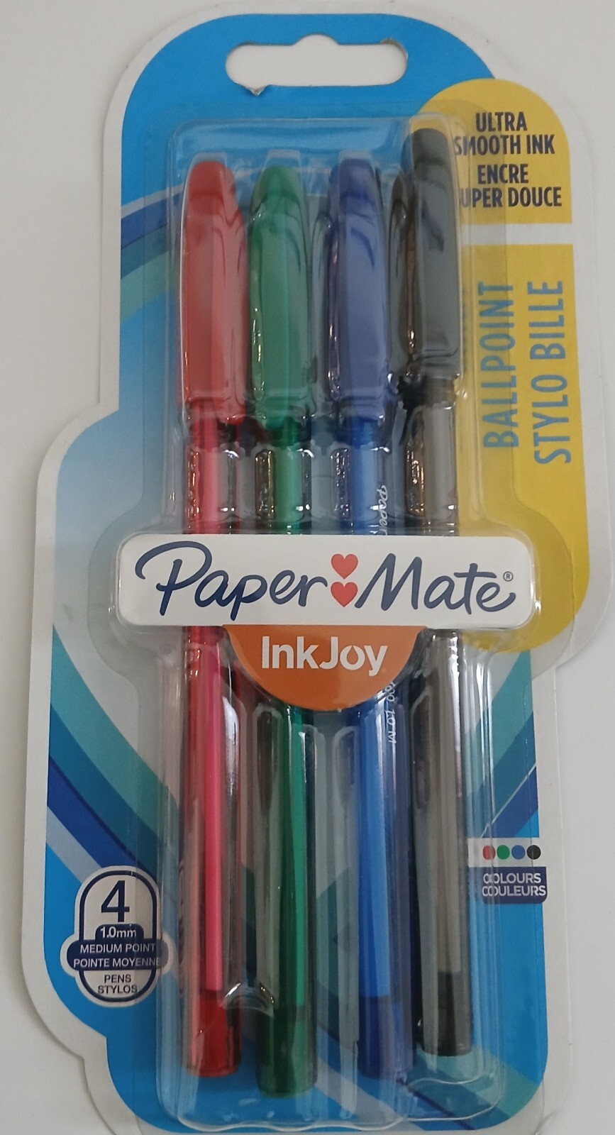 4pk Papermate Inkjoy Penne a Sfera Blu,Verde,Rosso & Nero