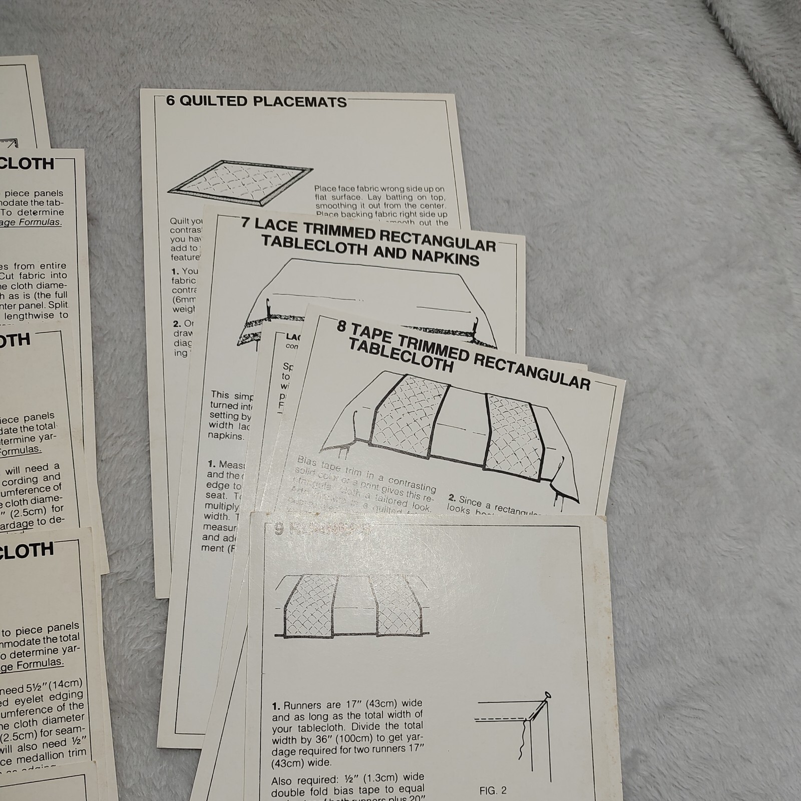 Tablecloth Sewing Pattern Simplicity Instruction Cards # 120 Table ...