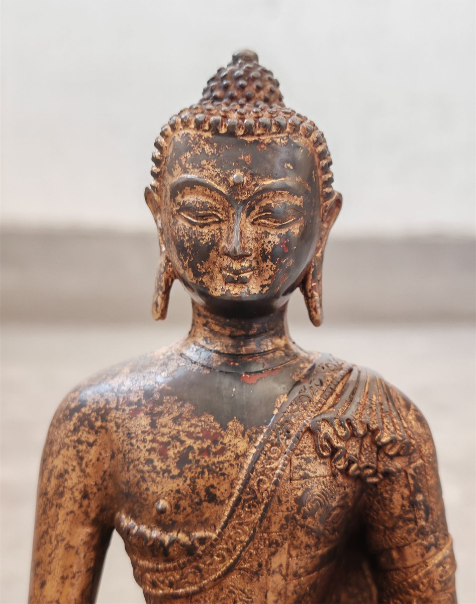 Antique India Buddhism Copper Gilt Sakyamuni Buddha Gautama Buda