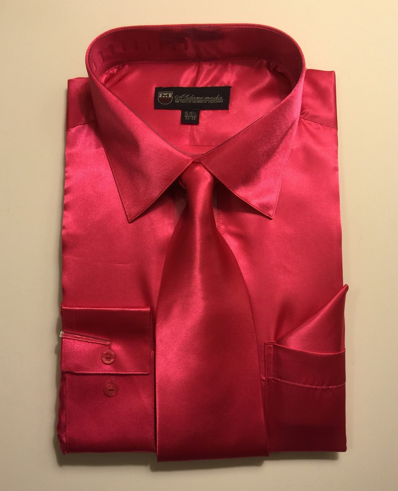 Men's Shiny Silky Satin Formal Dress Shirt w/ Tie and Hanky Set 08 eBay
