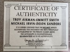 Dallas Cowboys signed helmet Troy Aikman Emmitt Smith Michael Irvin Deion Sander