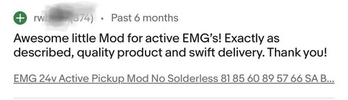EMG 24v Active Pickup Mod sin soldadura 81 85 60 89 57 66 SA ¡Baterías incluidas! - Imagen 9 de 11