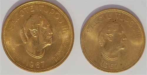 Set of (2) TONGA 1967 Coins-1 PA'ANGA & 50 Senti Coronation/Memoriam - Picture 2 of 2
