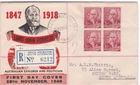 AFD4071) Australia 1949 2½d John Forrest blk of 4 on registered Miller Bros FDC