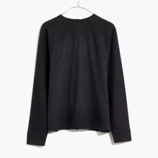 MADEWELL CHARCOAL RE SOURCED PLUSH MOCKNECK BUTTON-BACK SWEATER TOP Sz L