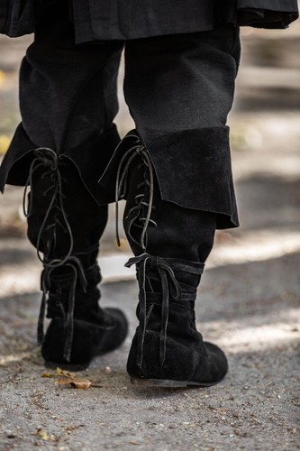 Mittelalter Wikinger Pirat LARP Stiefel Schuhe Geoffrey Leder schwarz braun - Bild 8 von 9