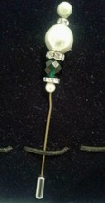 Stickpin Beads, Faux Pearls and Clear Crystals Design Lapel /Hat Stickpin
