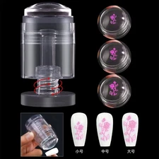 Rotate Silicone Nail Art Stamping with Scraper Set Manicure Plate Tools Clear