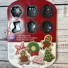 WILTON CHRISTMAS Set of 12 HOLIDAY SHAPED Cookie NON STICK Baking Pan