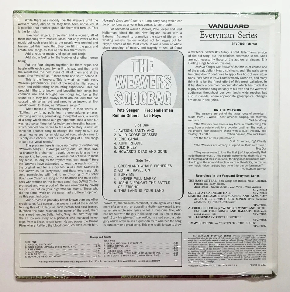 WEAVERS: The Weavers Songbag (Vinyl LP Record Sealed) - Image 3 of 3
