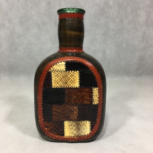 Lote de 3 Botellas Decantadoras de Vidrio Envueltas de Cuero Artesanales de España e Italia - Imagen 6 de 12