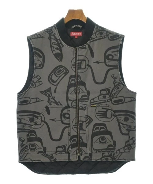 Blouson homme Supreme gilet gris noir taille M tous motifs poches fermeture éclair intégrale extérieur