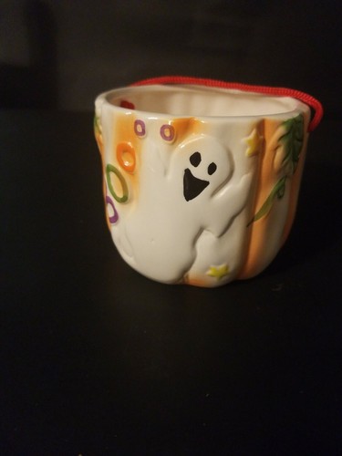 Vintage Royal Norfolk Halloween Ghost Pumpkin Planter Candy Dish Cup Boo Bat - Picture 4 of 12
