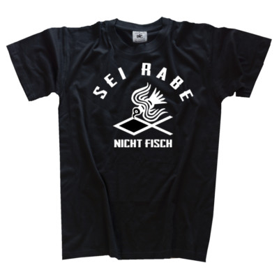 Sei Rabe Nicht Fisch Wikinger Germanen Thor Odin  T-Shirt L black o Wahl B&C#190