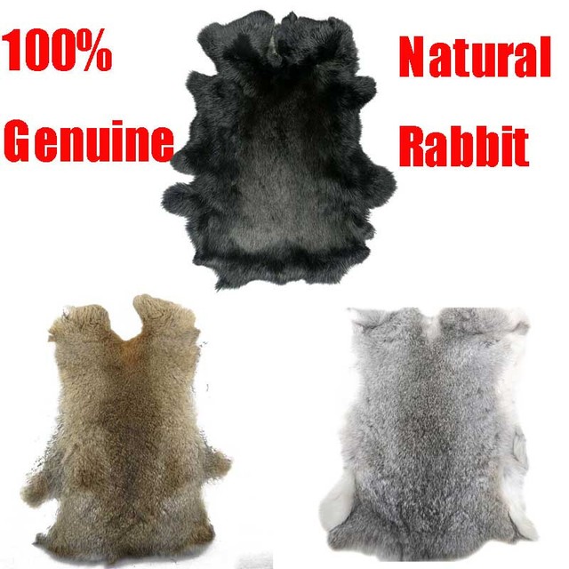 3pc/3 color 100 Genuine Natural Rabbit Fur Skin Tanned Leather Hides