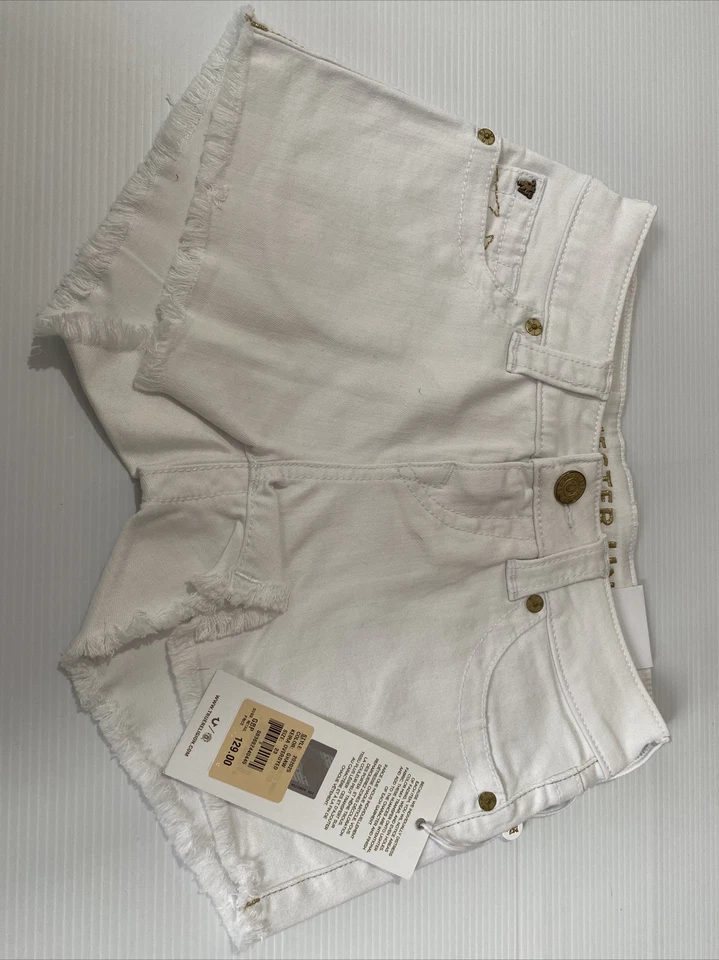 True Religion Jean Shorts Mid Rise Keira Overdyed W23 RRP £129 - Image 1 of 4