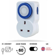 24 Hour 24HR Mains Plug-In Auto TIMER SWITCH Clock Socket UK 3 PIN Lights Lamps