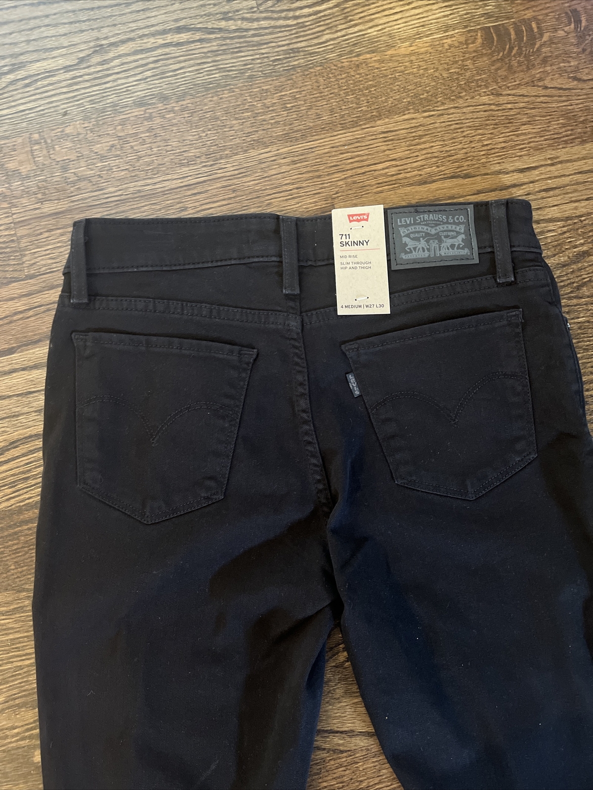 Levi's Womens 711 Skinny Jeans Black Denim Size 4M Waist 28 New - View 9
