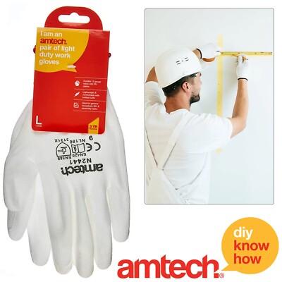 1 Pair Amtech PU Coated Work Gloves for Builders Construction Garden Mens Safety