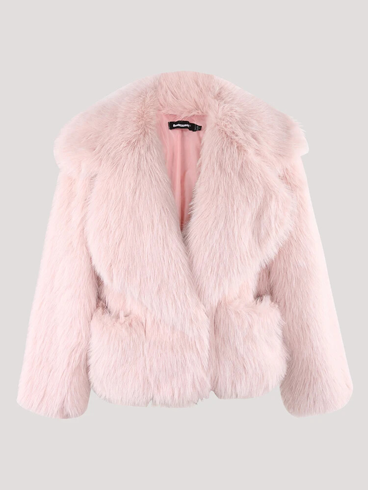 Winter Women Short Loose Faux Fur Coat Soft Thick Warm Plush