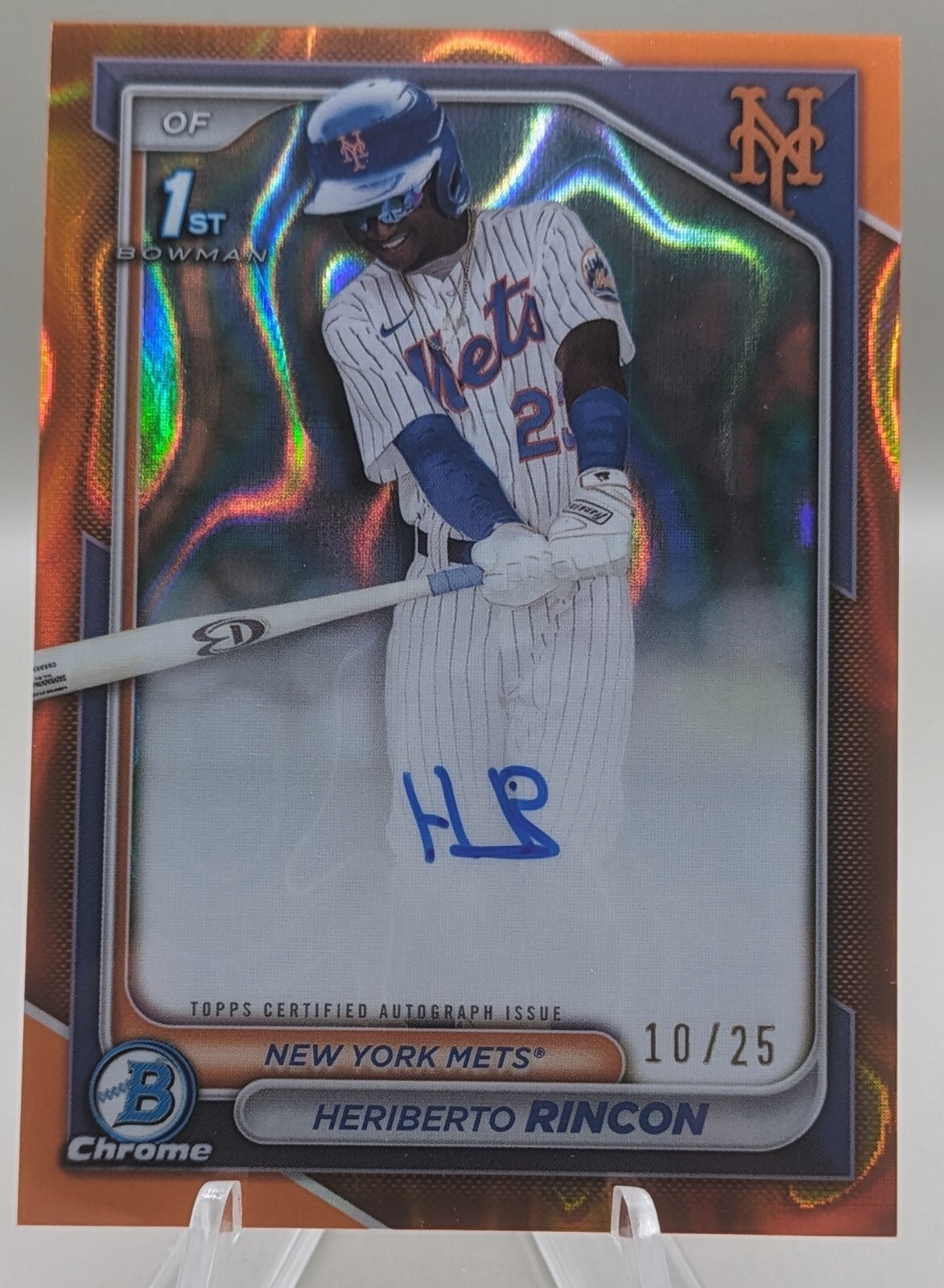 2024 Bowman Chrome HERIBERTO RINCON #CPA-HR  Prospect Orange Refractor AUTO /25