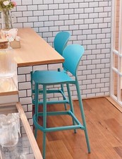 1:6 A Pair Nordic Style Bar Stools with Backrest Miniature Dollhouse High Chairs