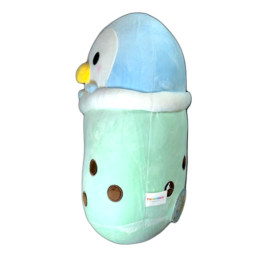 Takashoji Blue Penguin Boba Bubble Tea 13" Stuffed Plush Cute Kawaii Round1 NWT - Picture 2 of 6