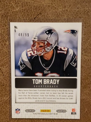 2013 Prizm Tom Brady Cornerstones Red SP #5 48/99 - Picture 2 of 2