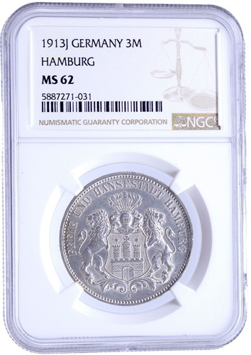 1913 A PRUSSIA KINGDOM Germany WILHELM II Old Silver 2 Mark German