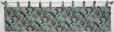 Brown  Teal Paisley Tab Top Valances or Curtains