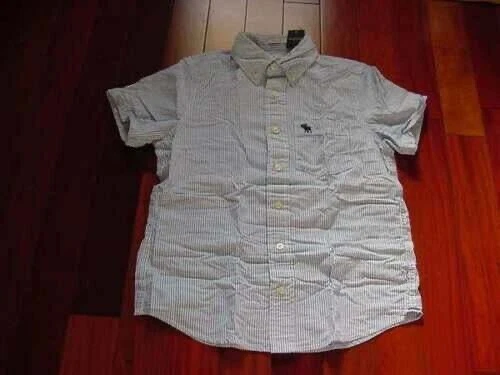 Abercrombie Kids Boys Shirt Size L 12 14 Striped Short Sleeve Cotton