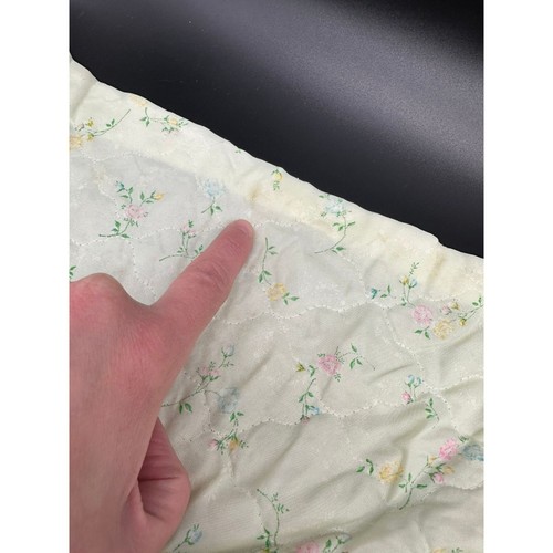Vintage Baby Blanket Toddler Bed Flowers Handmade Floral Green Pink Blue - Picture 7 of 10
