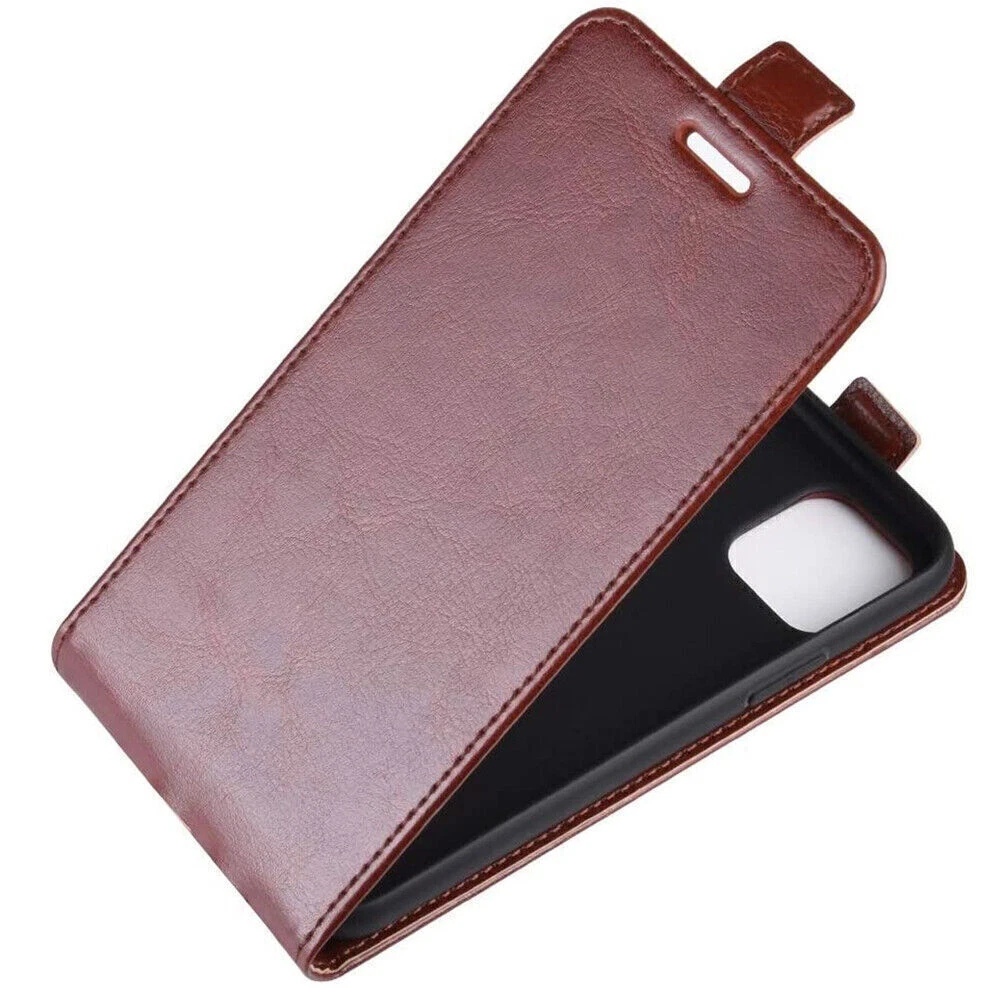 Durable Leather Vertical Flip Wallet Case for iPhone 16 15 14 13 12 11 Pro Max 7 8