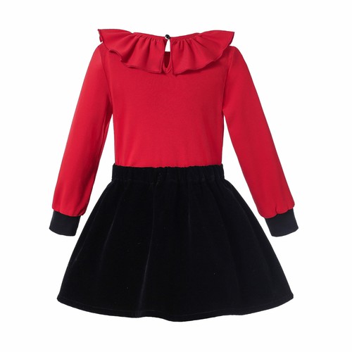 Girls Spanish Shirt Skirt Sets Christmas Party Outfits For Children Red 2 Pcs US - Picture 4 of 12
