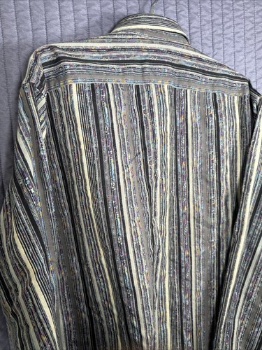Camisa Luchiano Visconti Para Hombre XL Con Botones Manga Larga Multi Rayas - Imagen 16 de 19