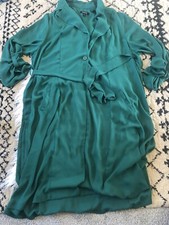 Torrid One Button Dress Women Sz 1 Green Long Sleeve Roll Sleeve Collar. F5