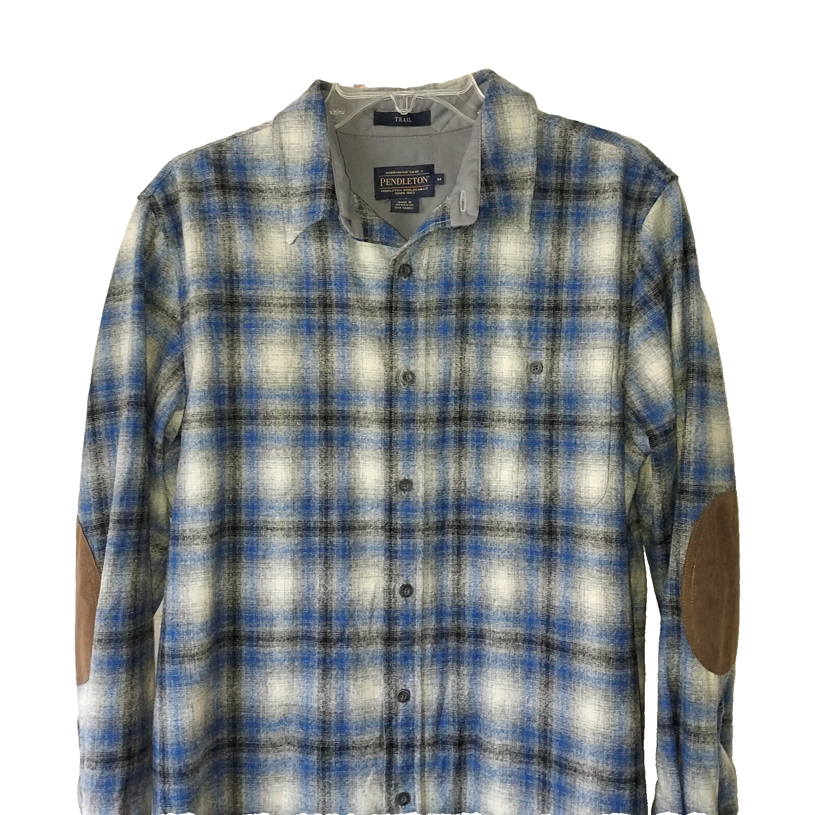 Pendleton Trail Wool Men Medium Blue Button Down … - image 3