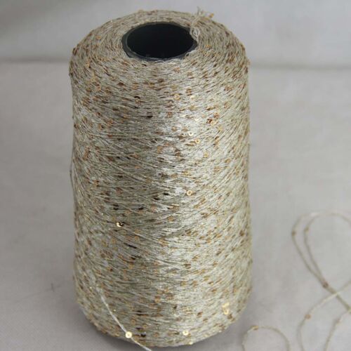 New1Cone 500g Silver Shiny Sequins Nylon Lace Yarn Hand Knitting Crochet Yarn 04