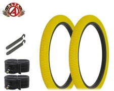 ALTALINE Bicycle TIRES 20" x 1.95" Yellow X-PERFORM (2) TIRES, TUBES &LEVERS BMX