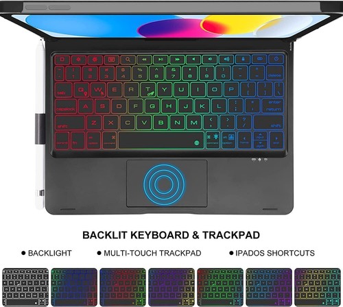 Backlit Rotate Touchpad Keyboard Case Cover For iPad 10th Generation 10.9" 2022 - Picture 6 of 46