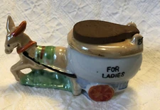 Vintage Made In Japan Donkey And Buggy Cart “For Ladies” Potty With Lid Luster