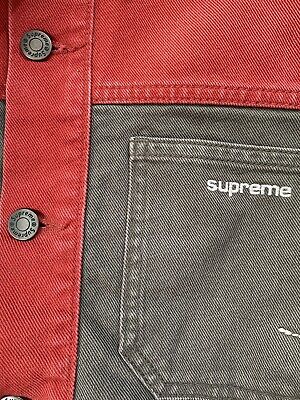 red supreme denim jacket