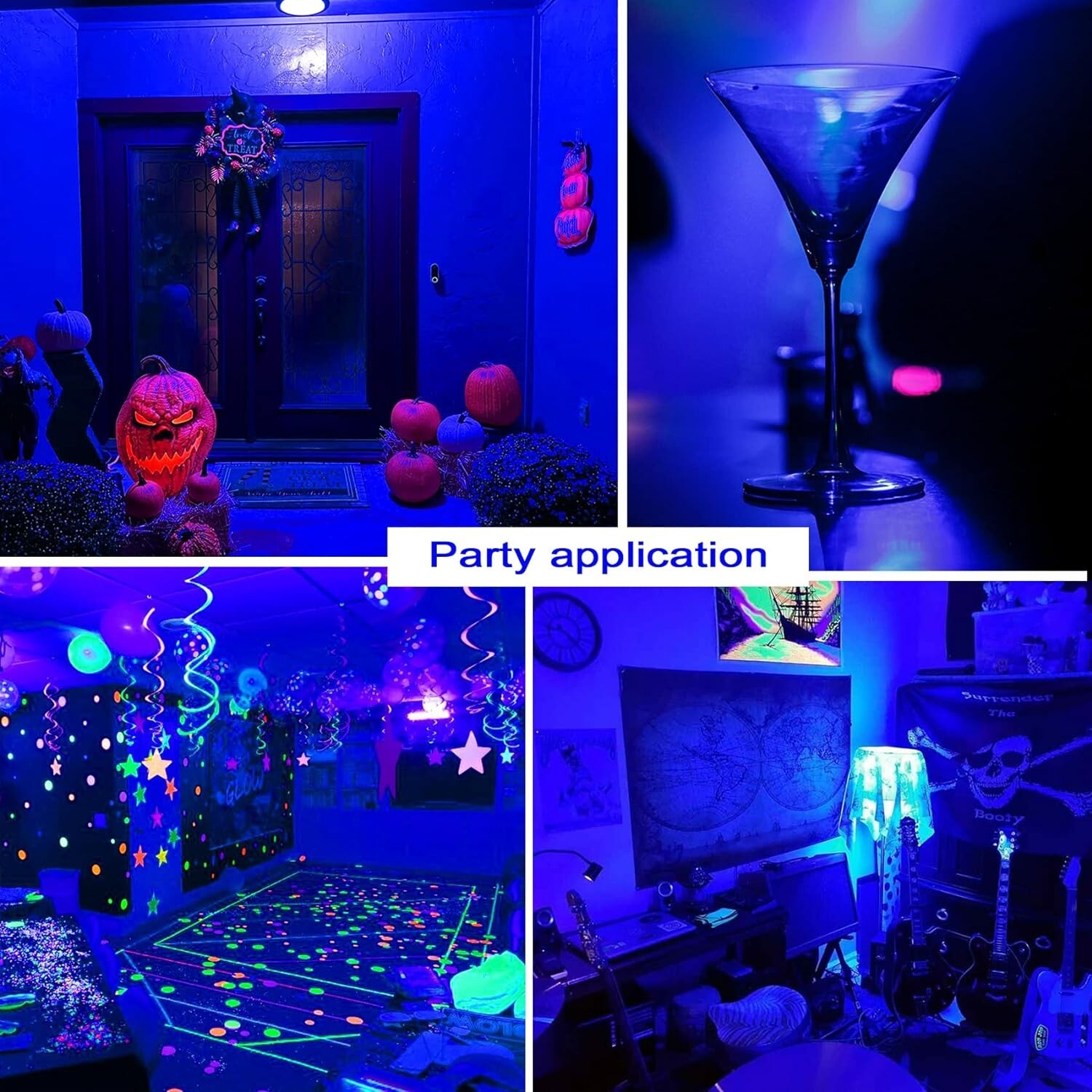 led blue light bulbs 4 pack - a19 e26 base blue bulb 9w (60w equivalent) color