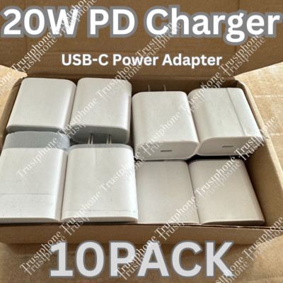 10X USB-C Type-C 20W PD Power Adapter Fast Wall Charger For iPhone 16 15 14 13
