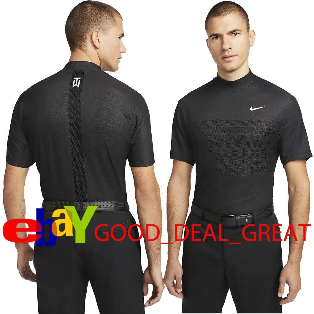 2023 Tiger Woods Mock Neck Golf Polo Shirt DR5324 010 MSRP 90