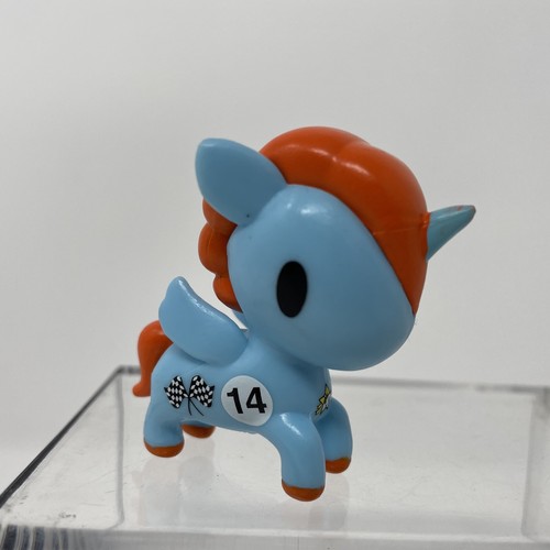Tokidoki Neon Star Blue & Orange LeMans Unicorno Vinyl Figure w/ Race Flags - Picture 5 of 12