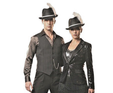 Lot 9 Better Wool Felt Biarritz Fedora Hats Black Adult M White Feather Costume